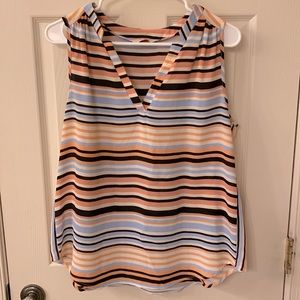 Multicolored Pastel Sleeveless V-Neck Blouse